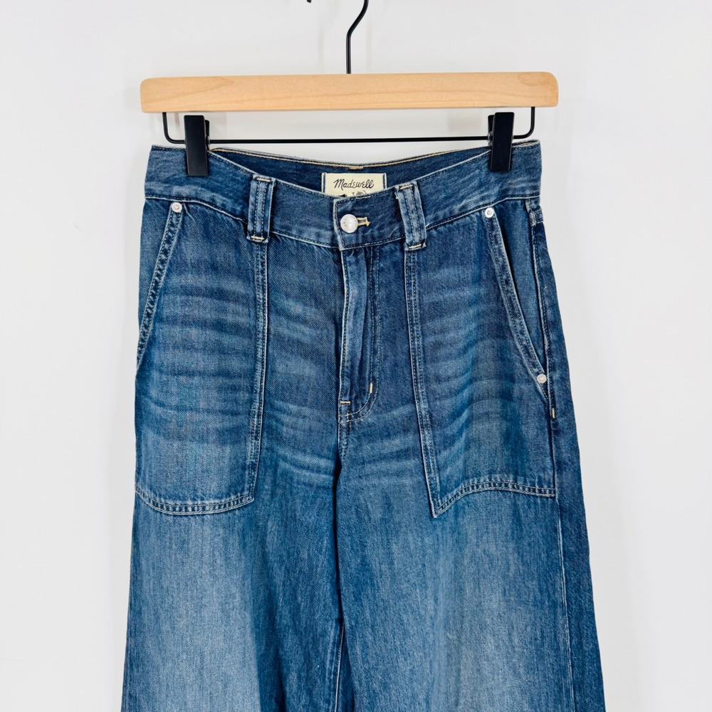 Madewell Superwide-Leg Jeans Blue 25 High Rise Lyocell Blend Dark Wash Denim - Picture 3 of 10
